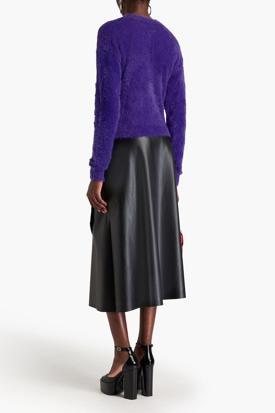Moschino Crystal-embellished Brushed Knitted Sweater In Purple