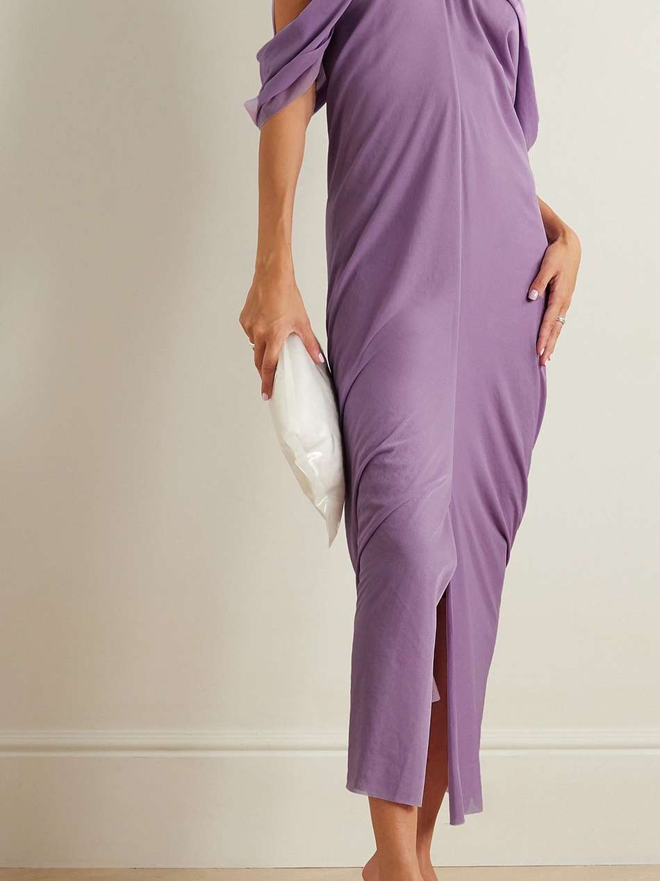 cold-shoulder draped jersey midi dress