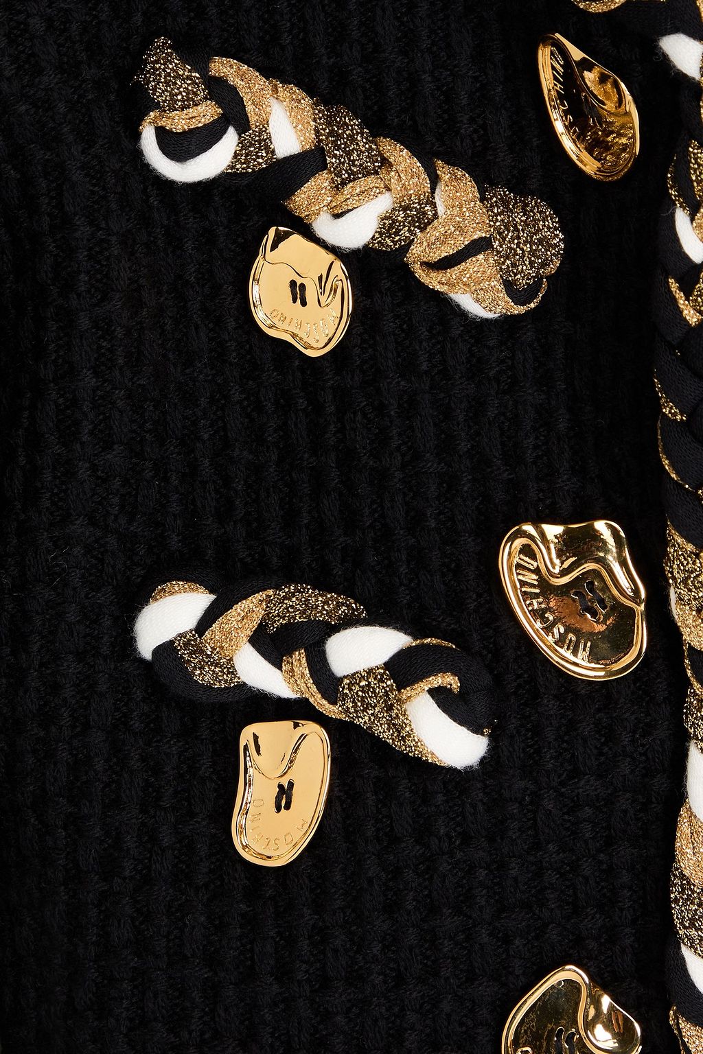 MOSCHINO ワッフルニット ウール カーディガン アシンメトリー