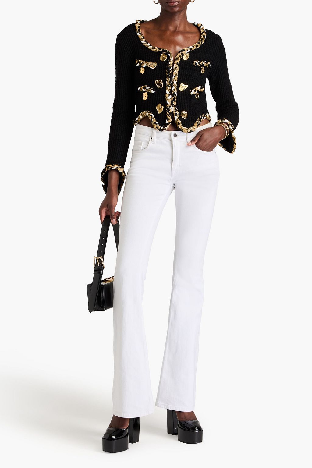 MOSCHINO ワッフルニット ウール カーディガン アシンメトリー