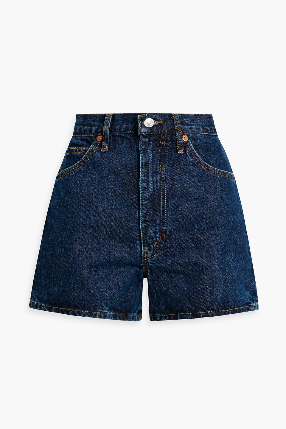 Re/done Denim Shorts In Dark Denim