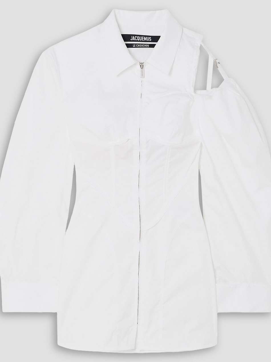 galliga cutout cotton-blend poplin mini shirt dress