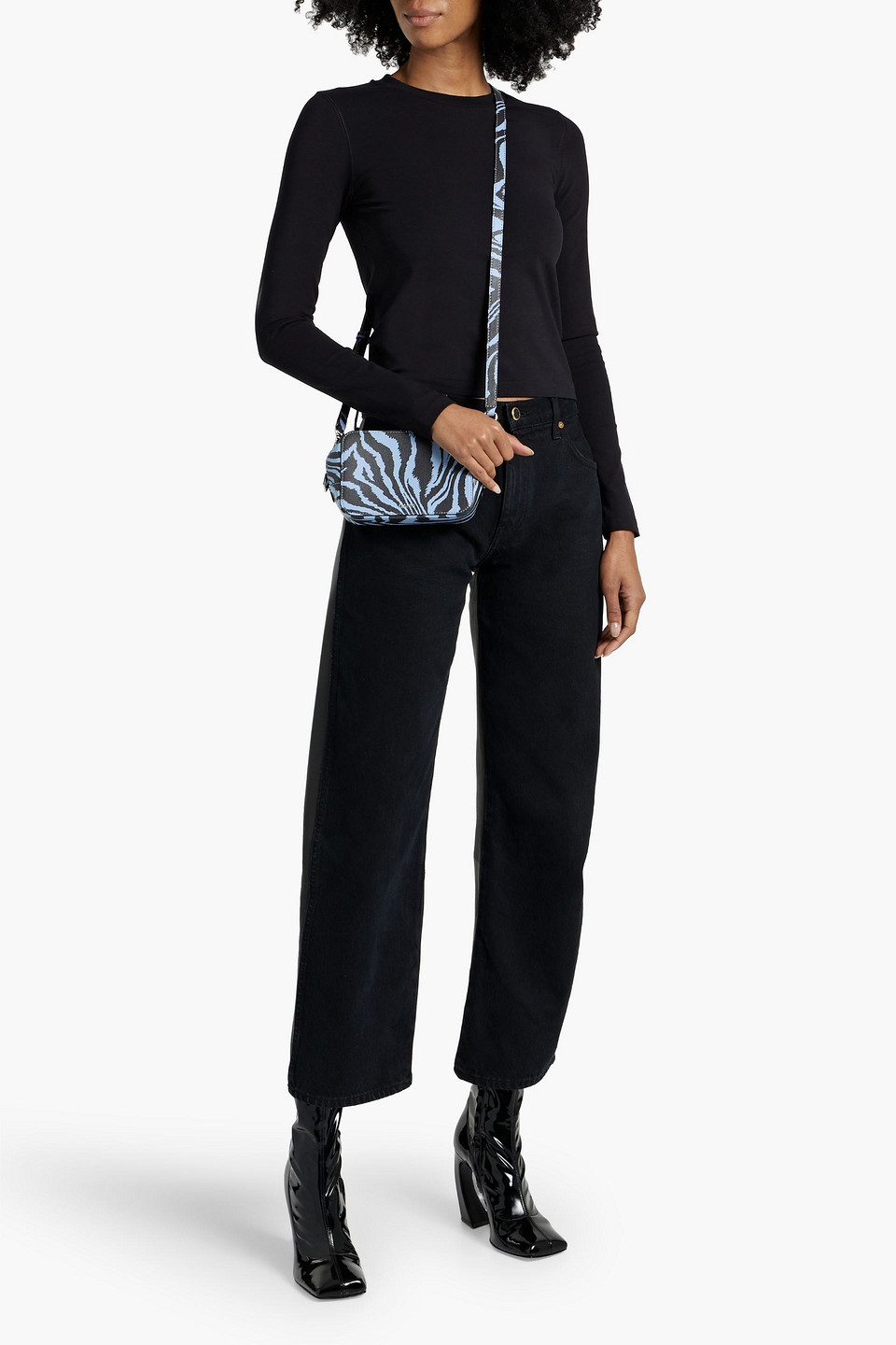 Re/done By Hanes Stretch-cotton Jersey Top In Black