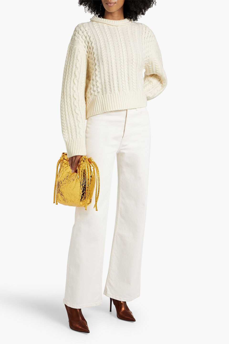 Re/done Cable-knit Wool Sweater In Ivory