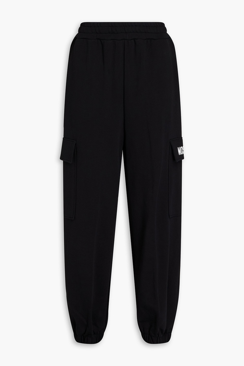 Moschino - Printed French cotton-terry track pants - Black - IT 42