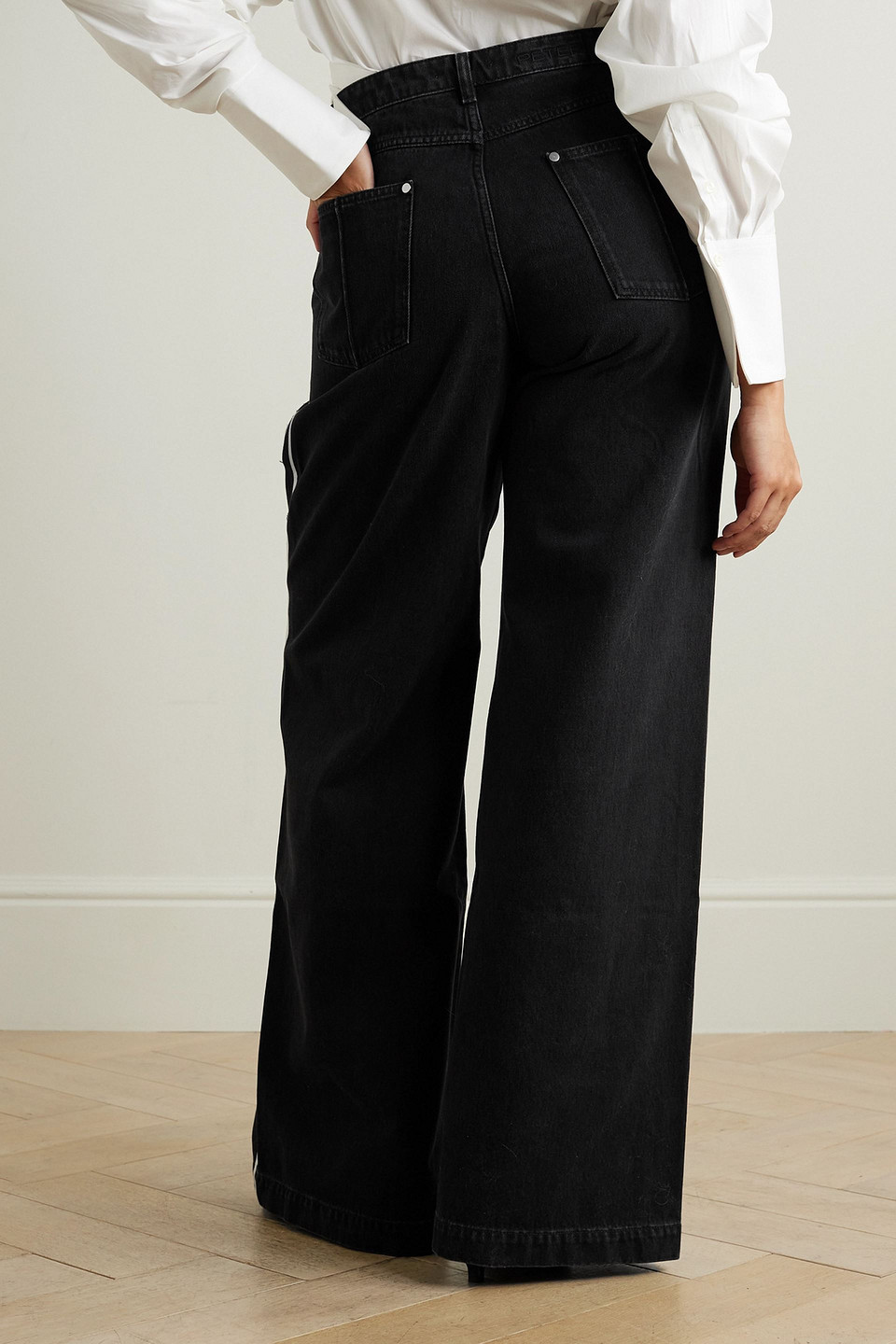  Peter Do - Halbhohe Jeans Mit Weitem Bein Und Streifen In Distressed-optik - Schwarz - 33 