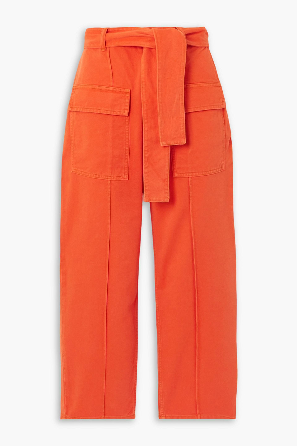 Lukhanyo Mdingi Belted Cotton-twill Straight-leg Trousers In Orange