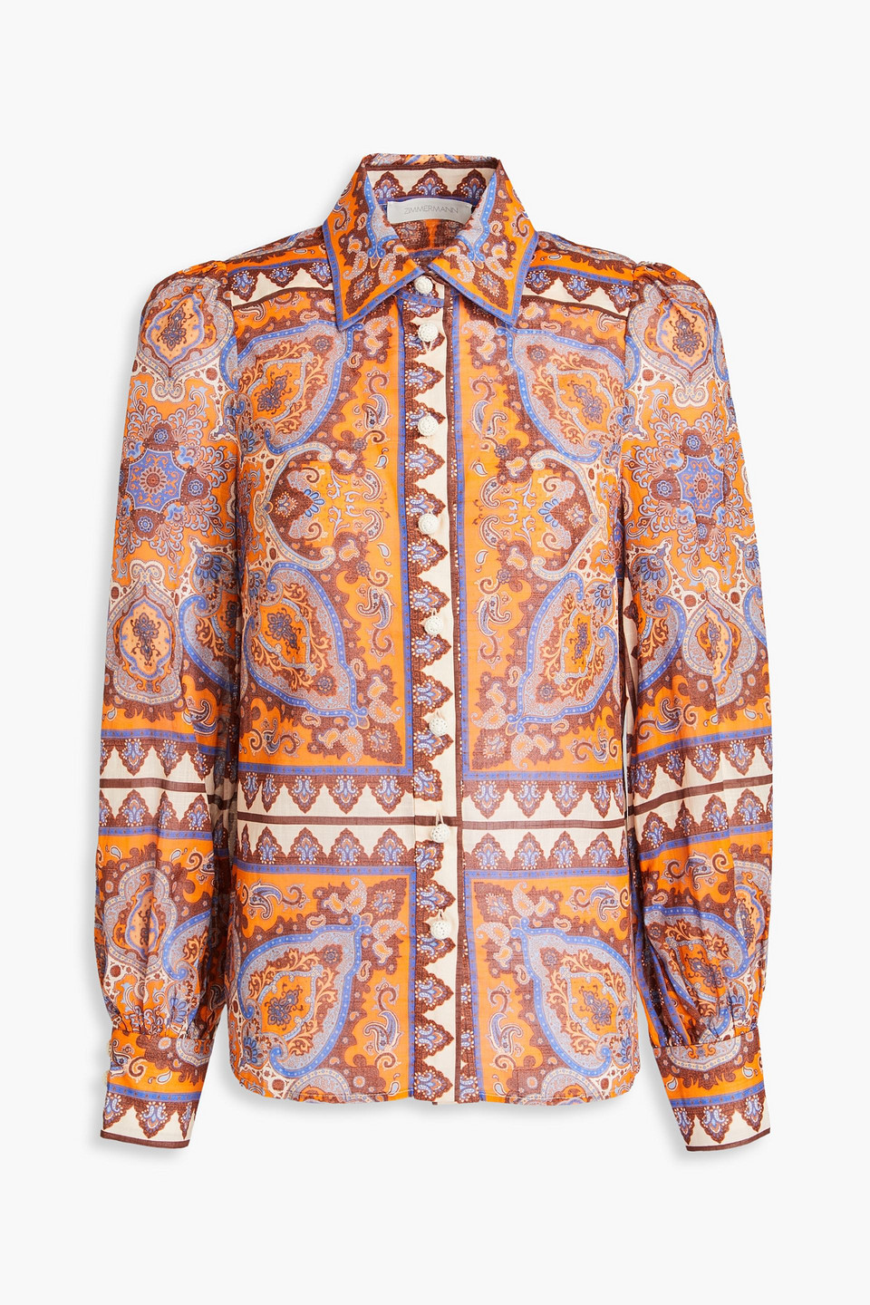 Zimmermann Halcyon Printed Cotton Shirt In Orange