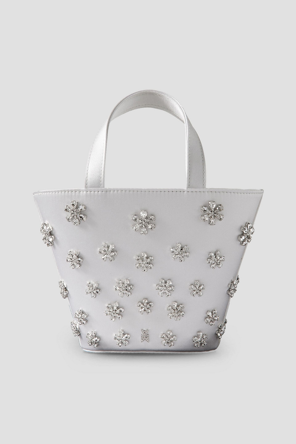 Amina Muaddi Lily Crystal-embellished Satin Bucket Bag In White