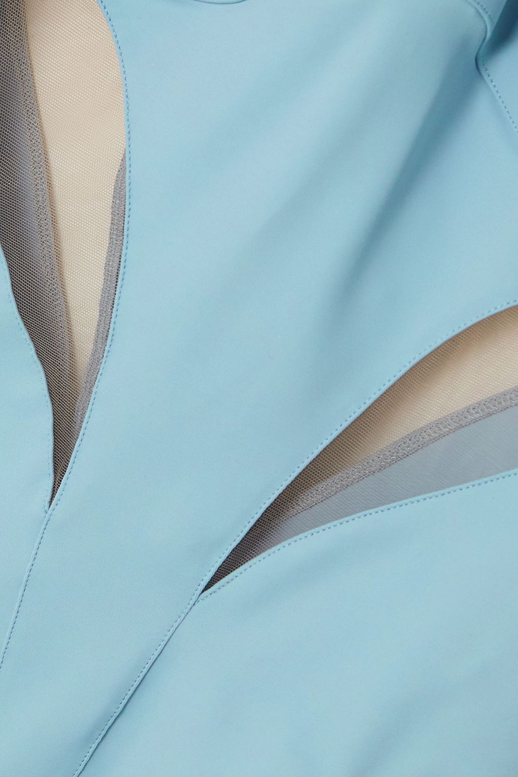 MUGLER بودي سوت من التول والجيرسي المطاط بفتحة