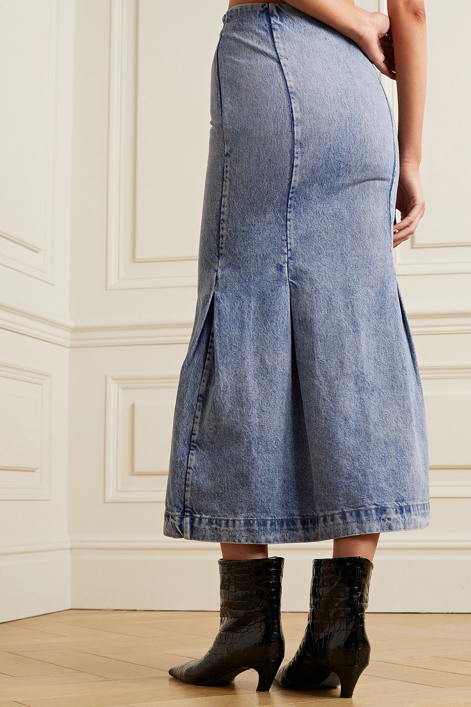 KHAITE LEVINE DENIM MIDI SKIRT
