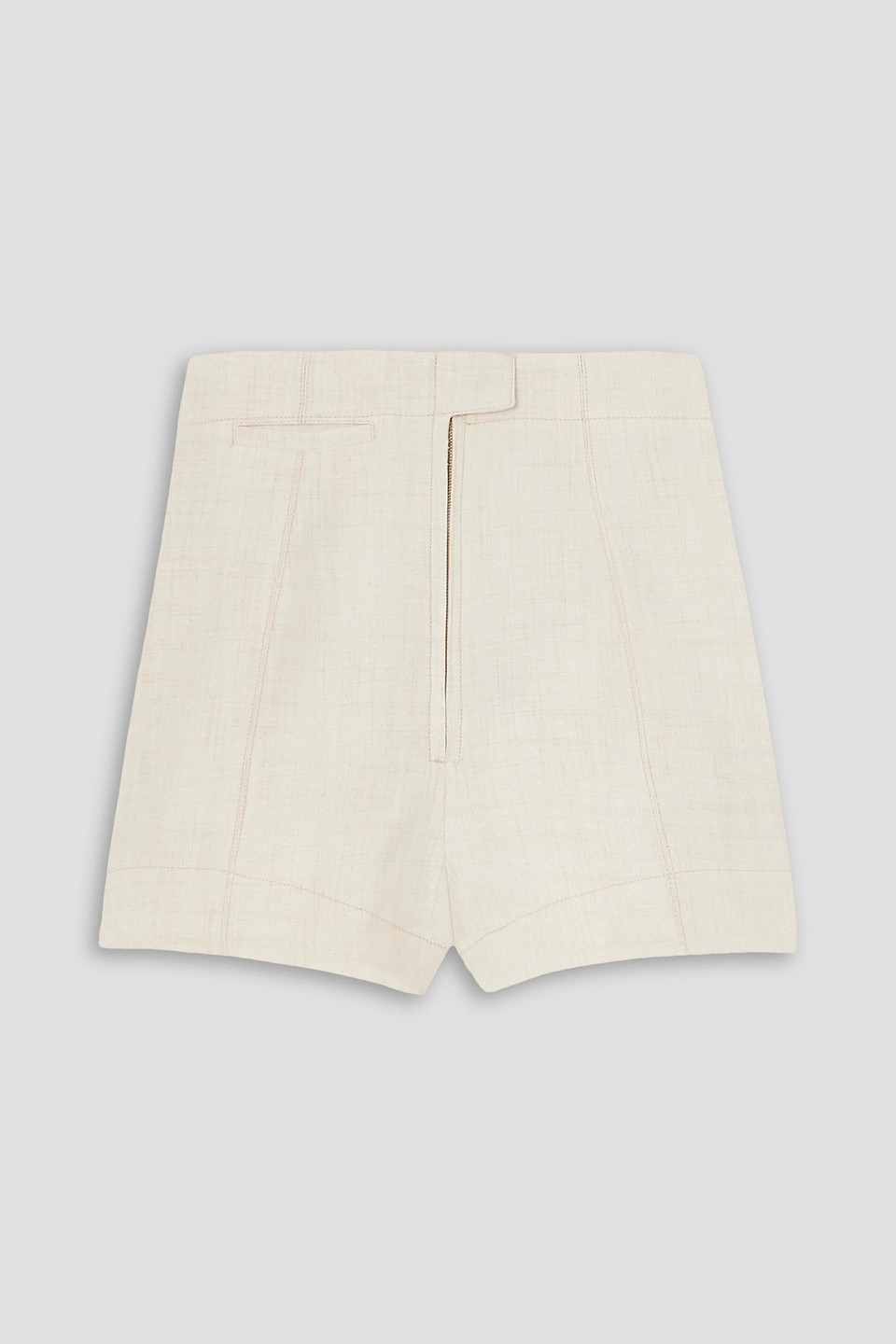 Jacquemus Cutout Linen-blend Shorts In Ecru