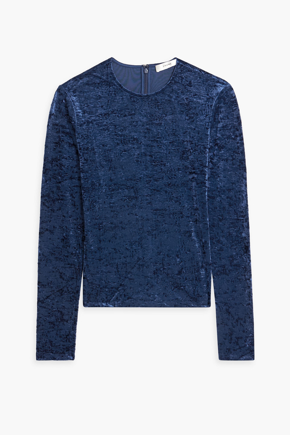 Frame Stretch-velvet Top In Navy