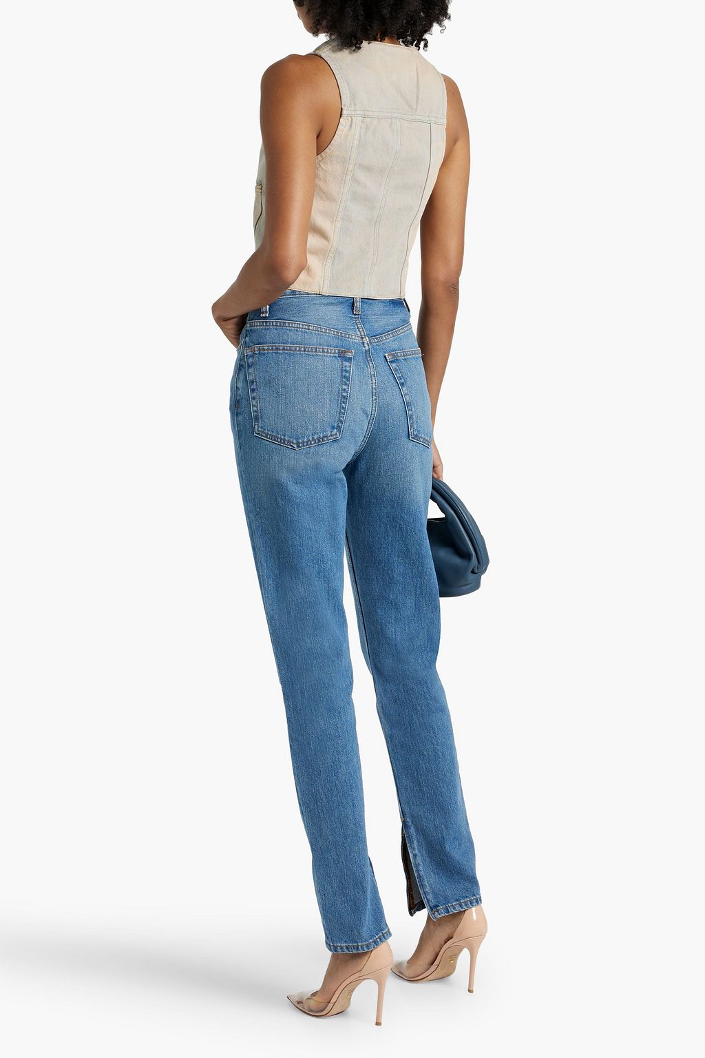 RE/DONE Cropped faded denim vest