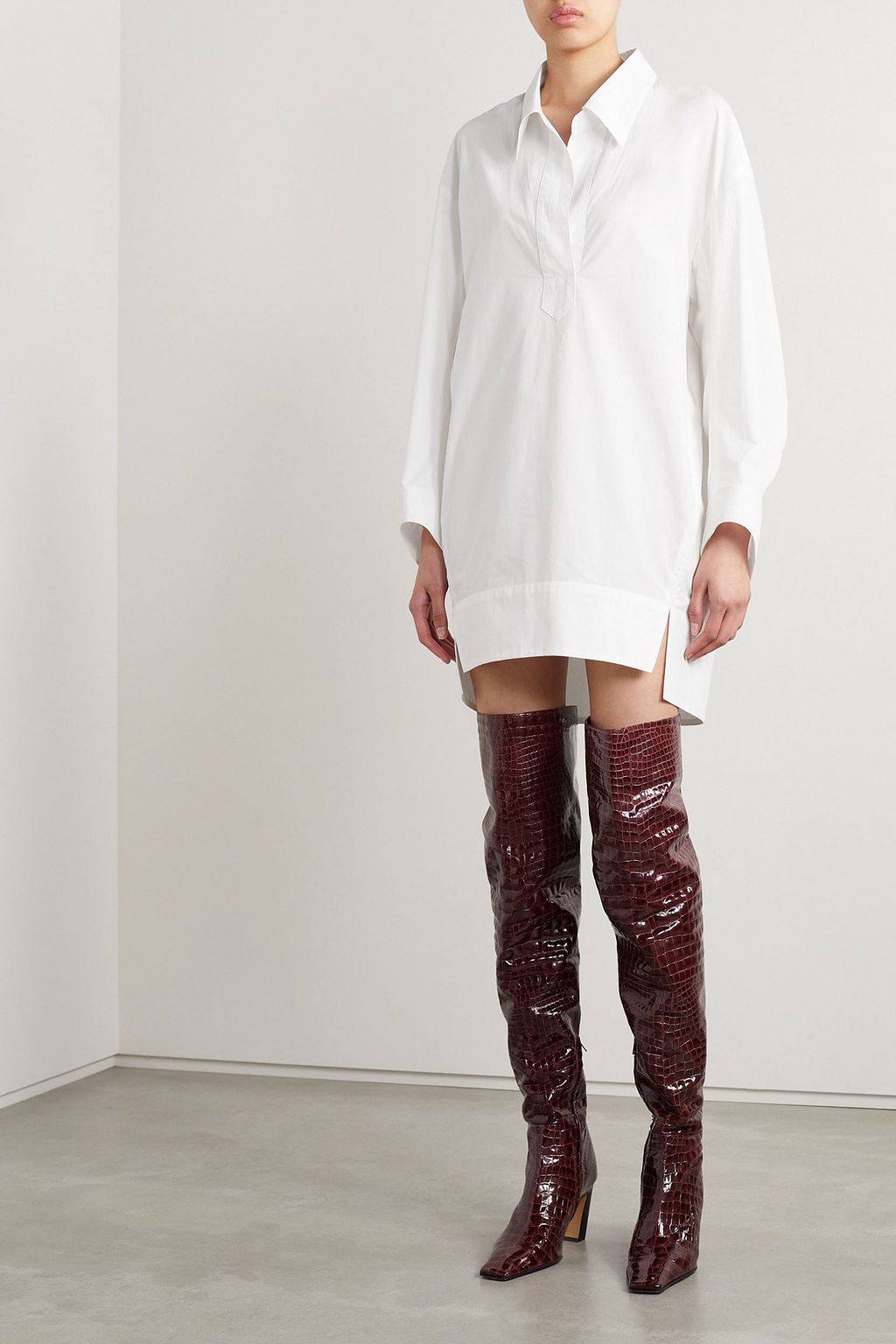 KHAITE Marfa croc-effect leather over-the-knee boots