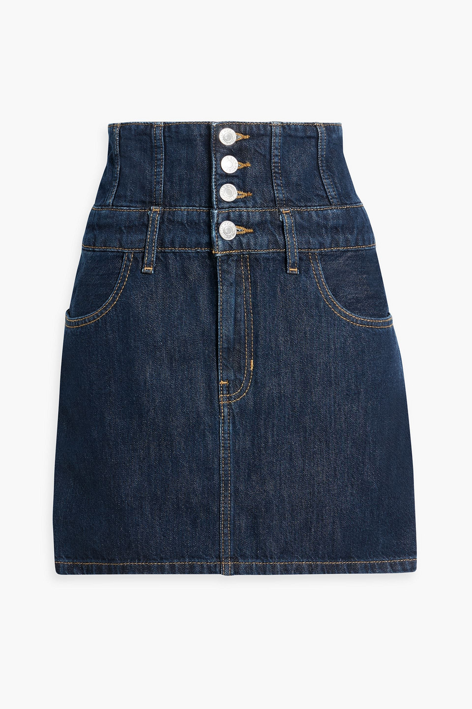 Re/done Corset Denim Mini Skirt In Dark Denim