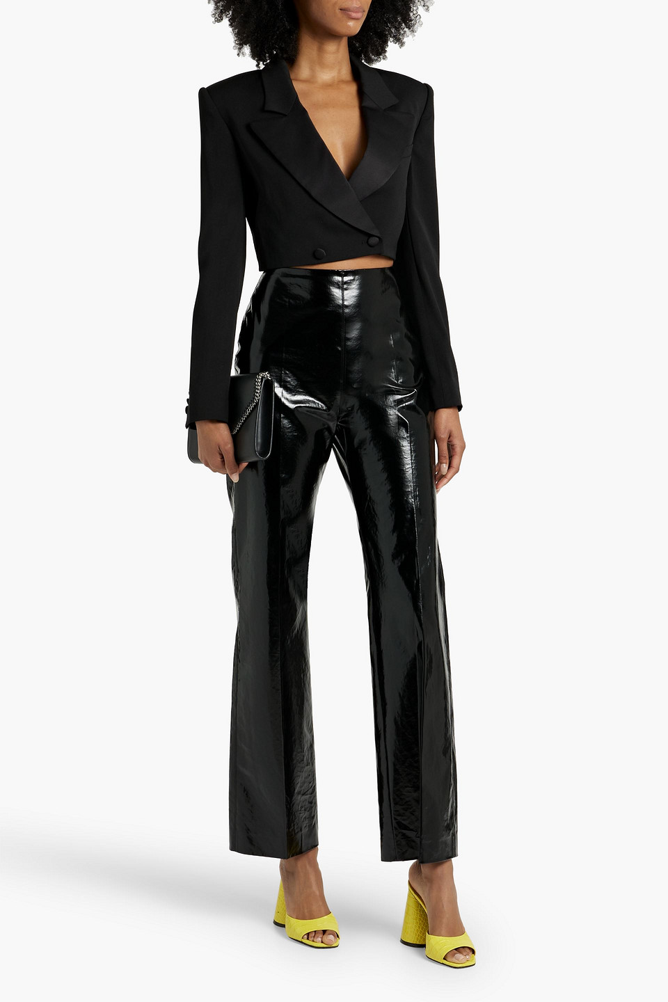 FRAME CROPPED DOUBLE-BREASTED WOOL-BLEND BLAZER