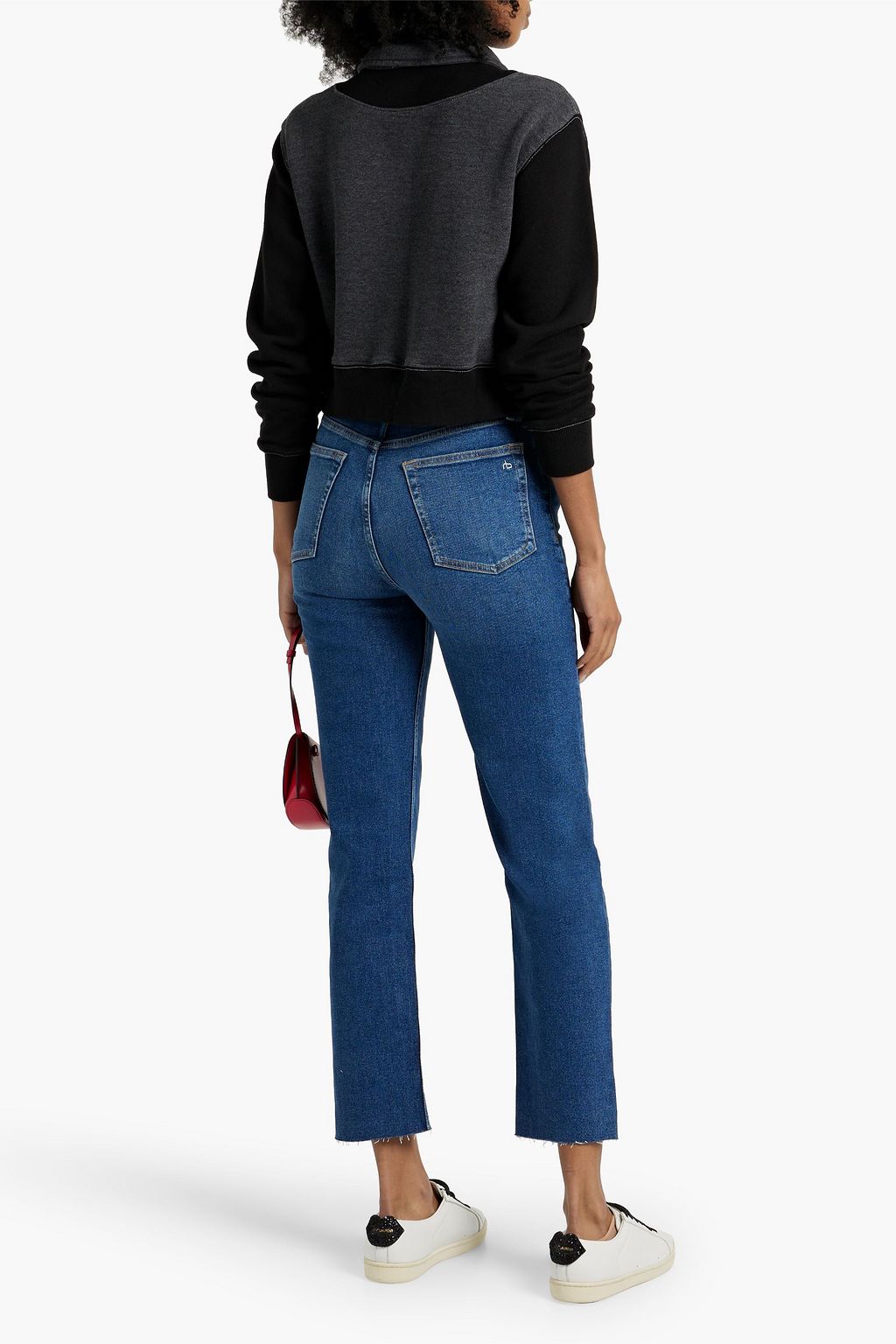 RE/DONE 90s cropped printed cotton-blend fleece half-zip sweatshirt