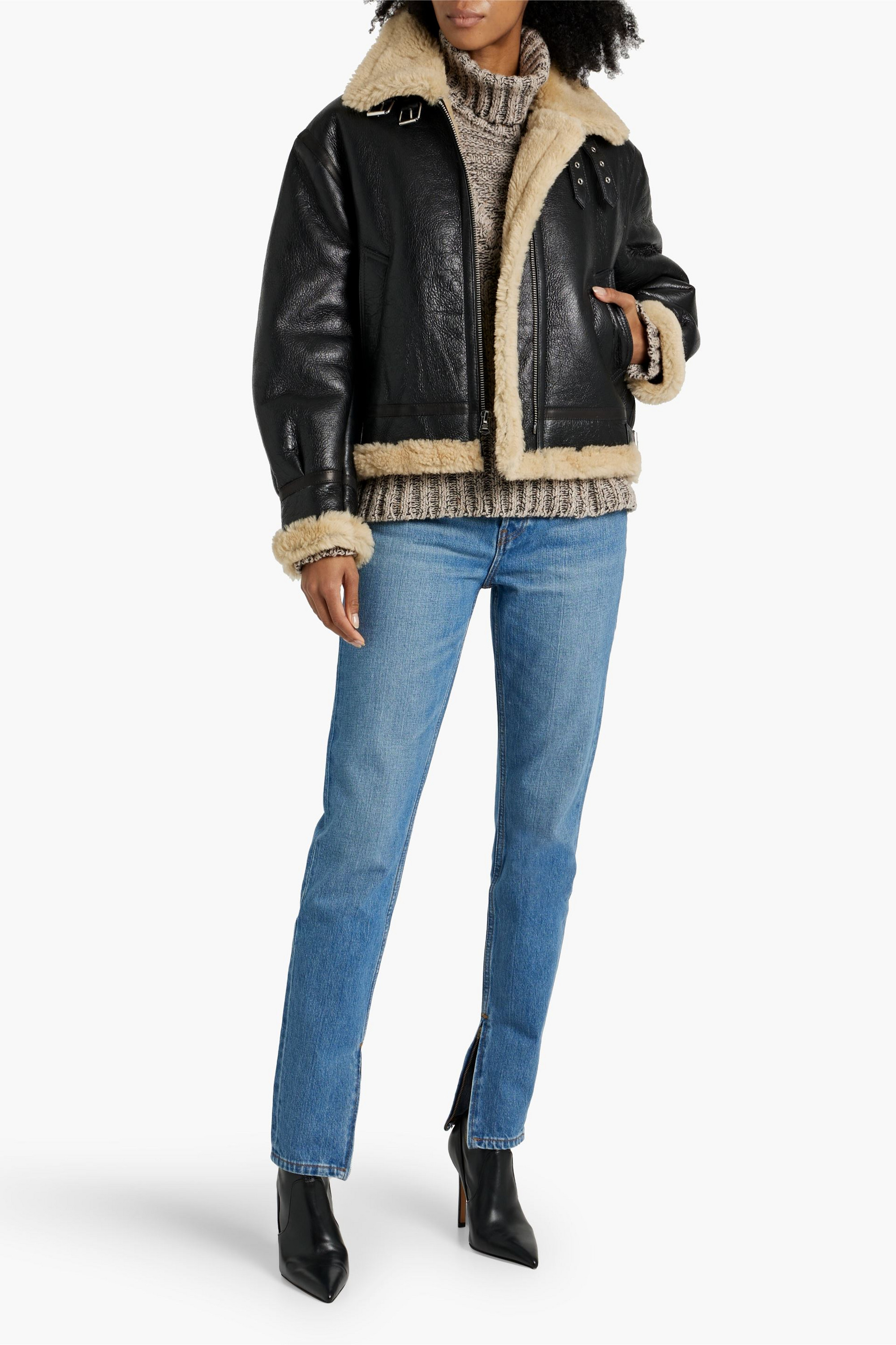RE/DONE Shearling-lined leather jacket