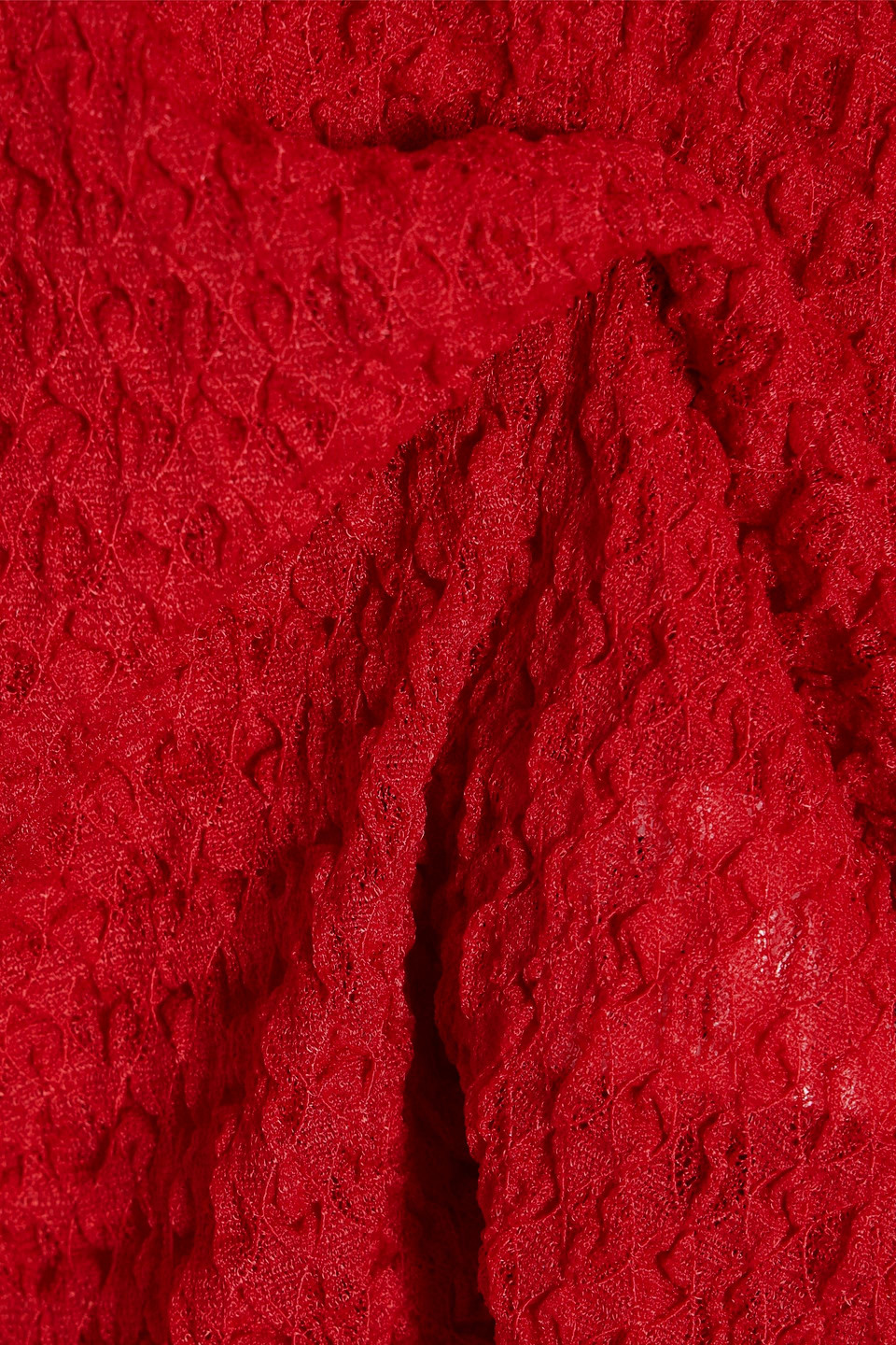 Frame Stretch-lace Turtleneck Top In Red