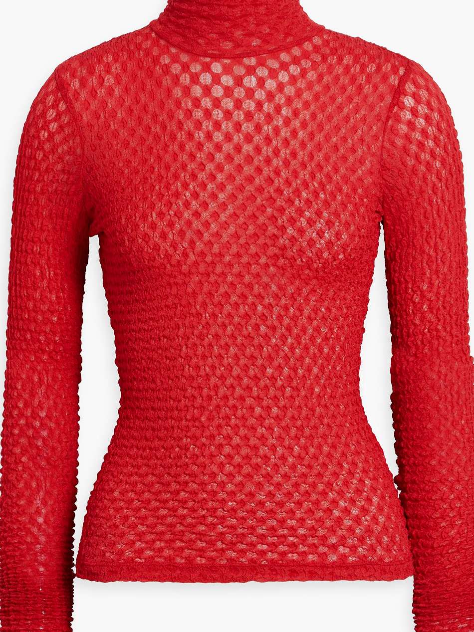 stretch-lace turtleneck top