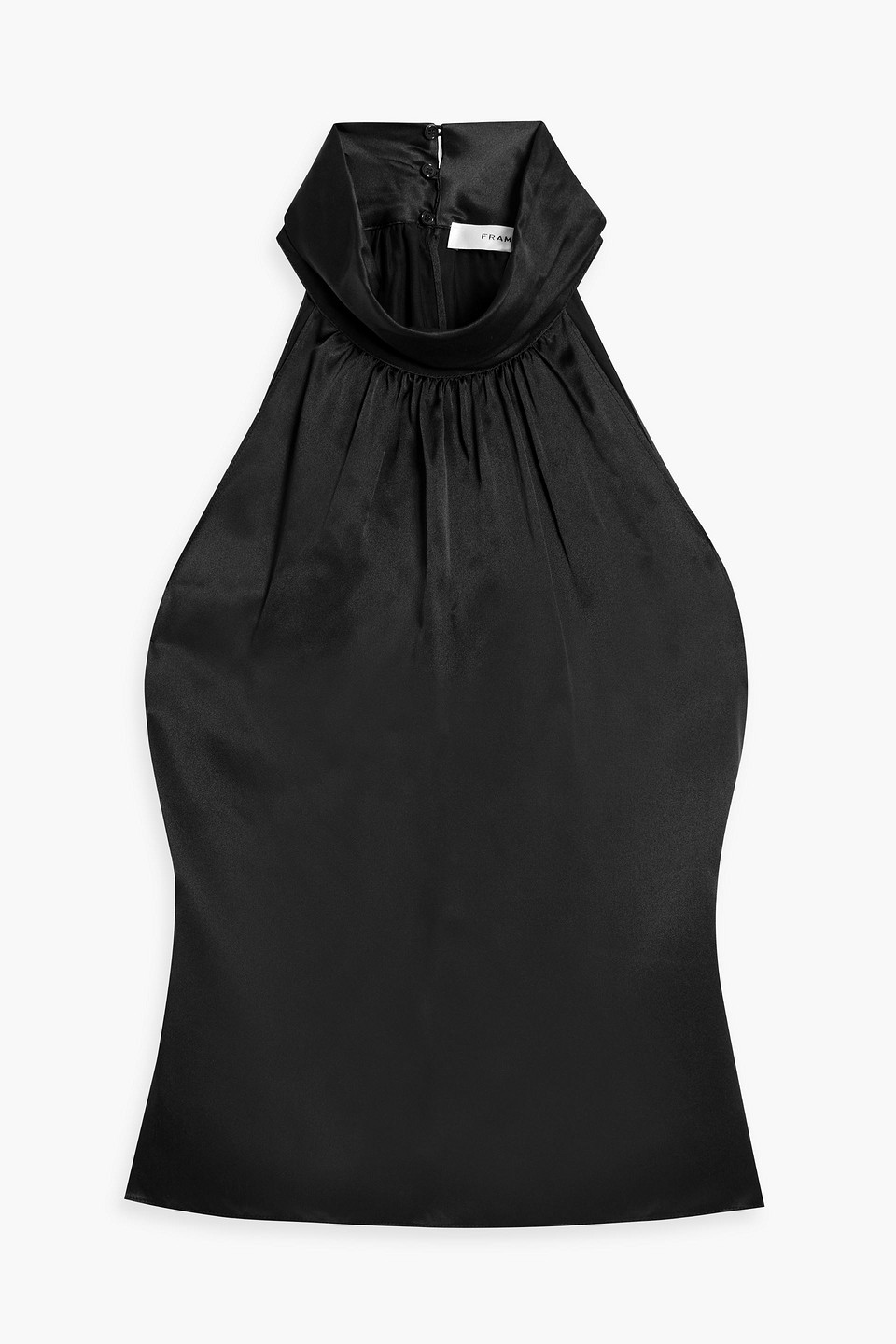Frame Black Halterneck Silk Blouse In Black