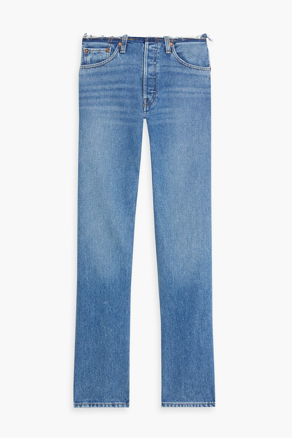 re/done - frayed low-rise straight-leg jeans - blue - 23