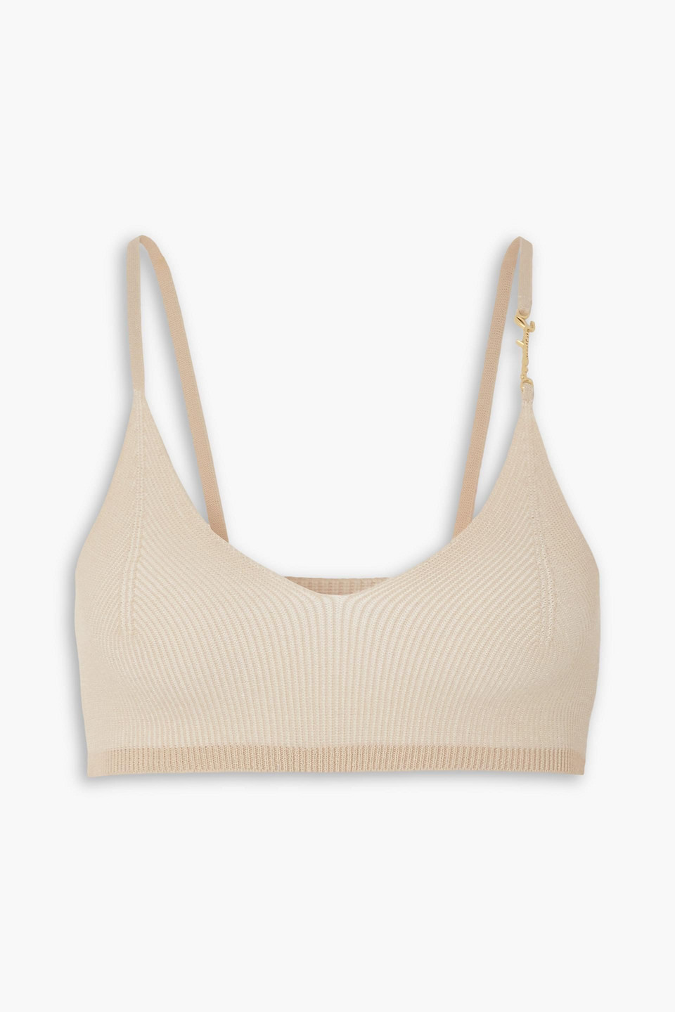 Jacquemus Pralu Logo-plaque Bralette Top In Sand