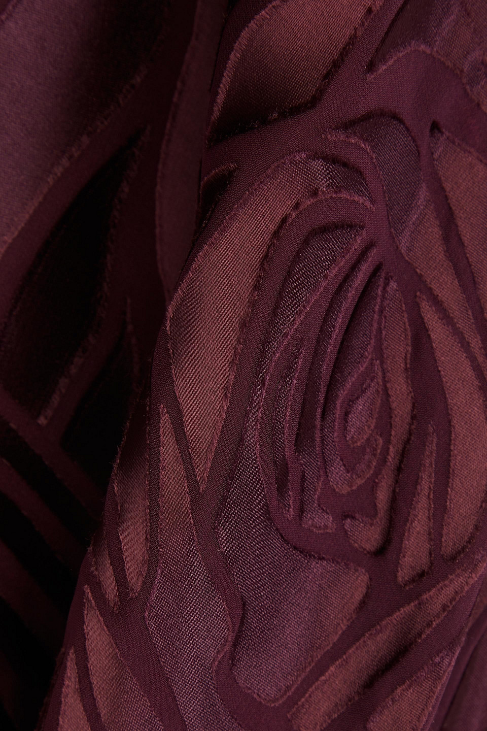 Alberta Ferretti Burnout Satin Gown In Burgundy