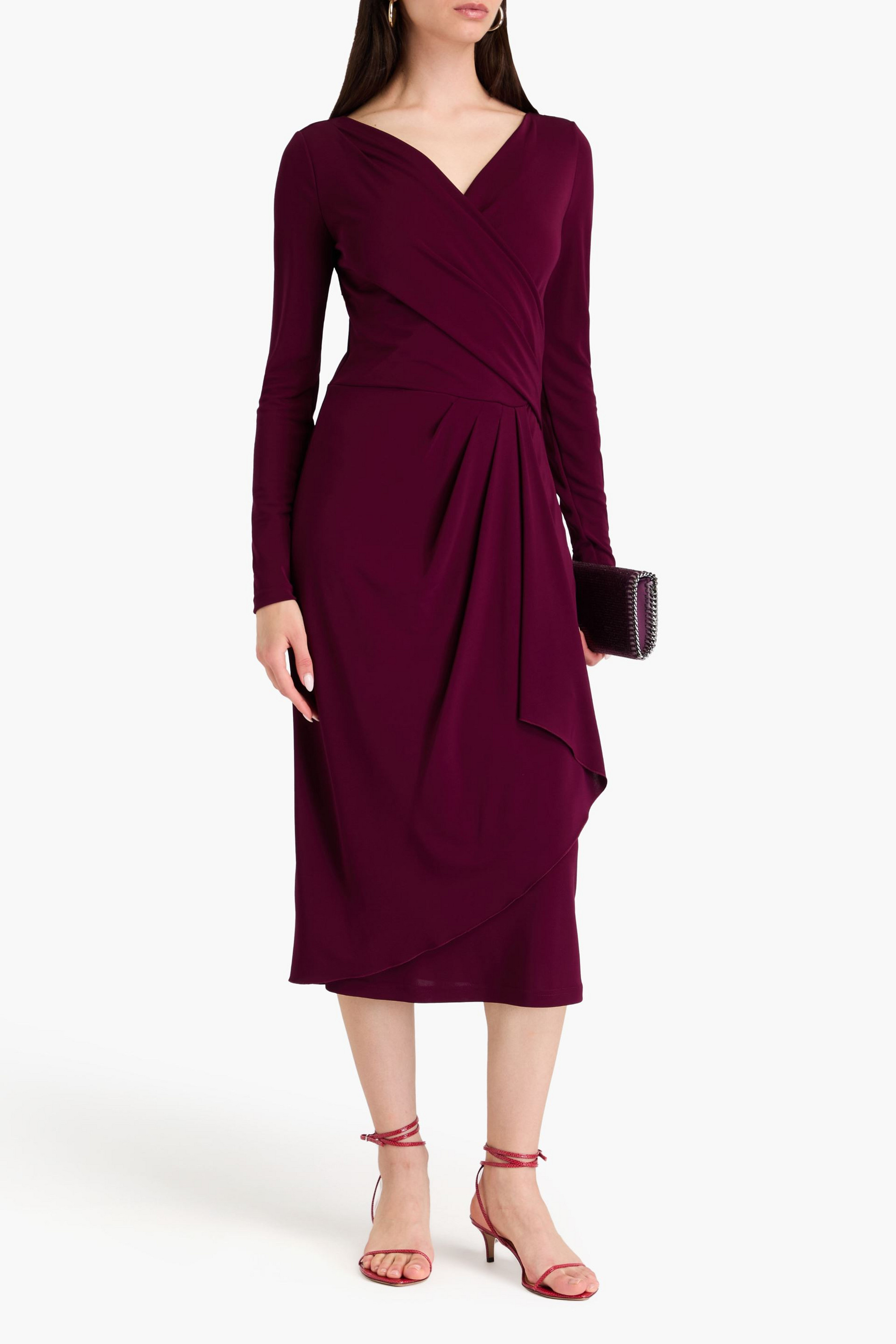 ALBERTA FERRETTI Wrap-effect pleated jersey midi dress