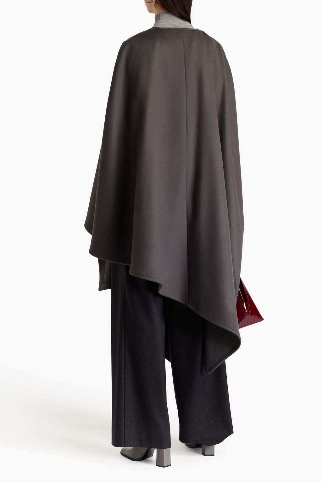 ALBERTA FERRETTI ブラッシュドウール&カシミヤ混フェルト ケープ ドレープ入り