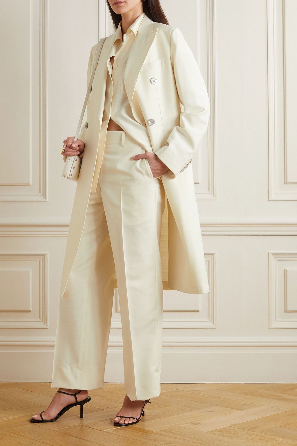 BRIONI 실크 캔버스 스트레이트 팬츠