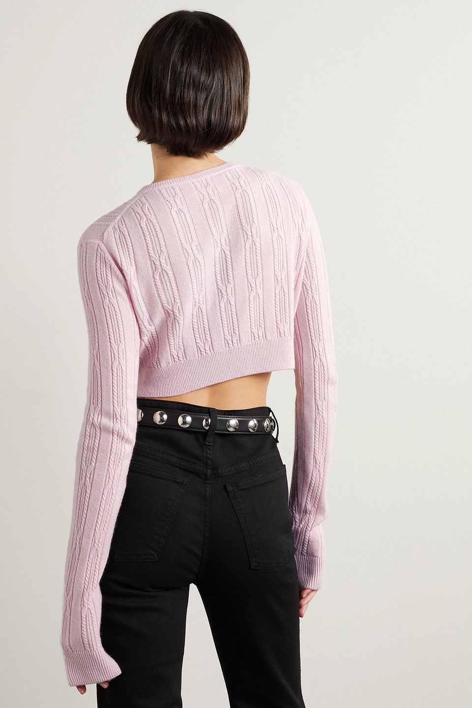 Khaite Alaska Cable-knit Cashmere Cardigan In Pastel Pink