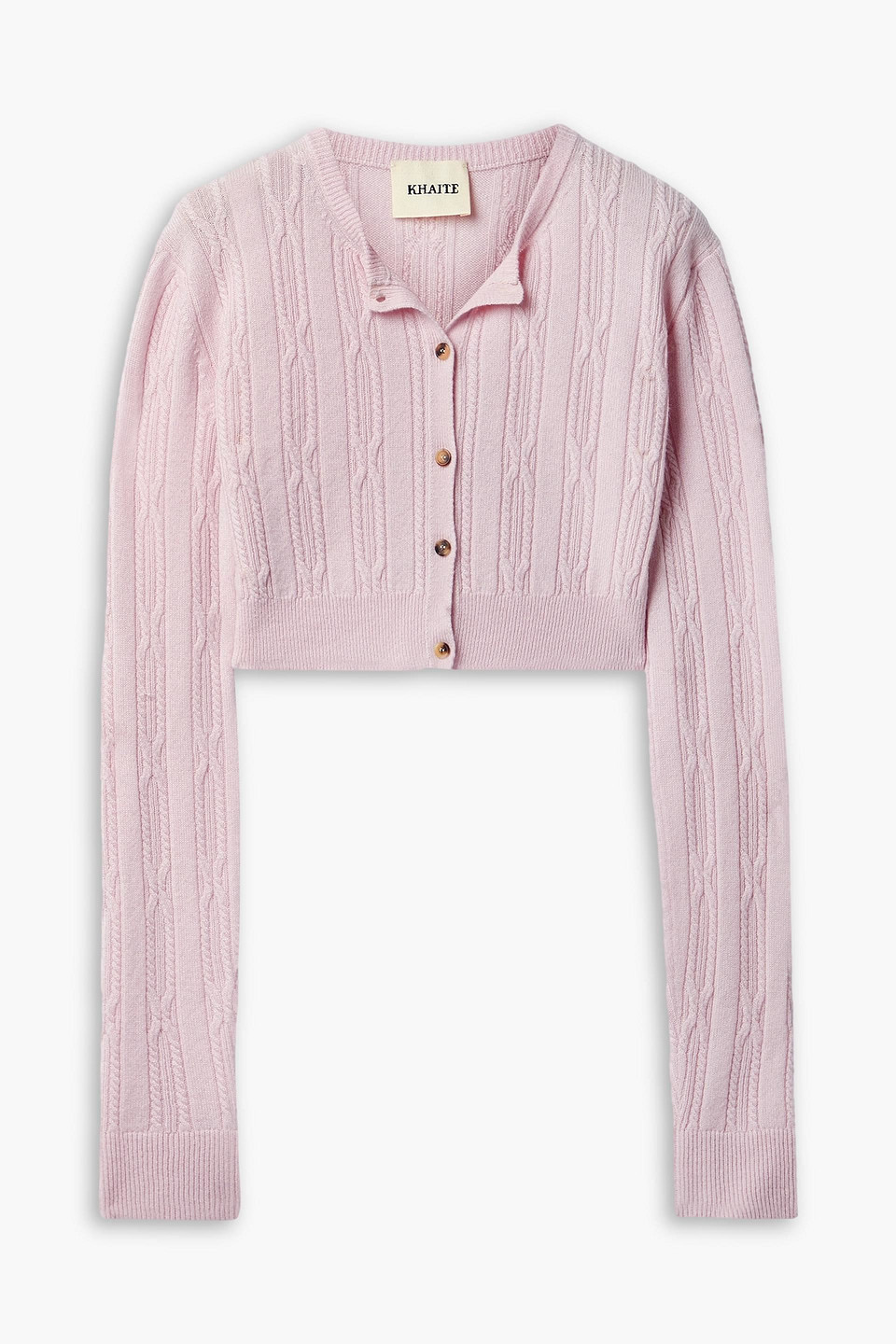 Khaite Alaska Cable-knit Cashmere Cardigan In Pastel Pink