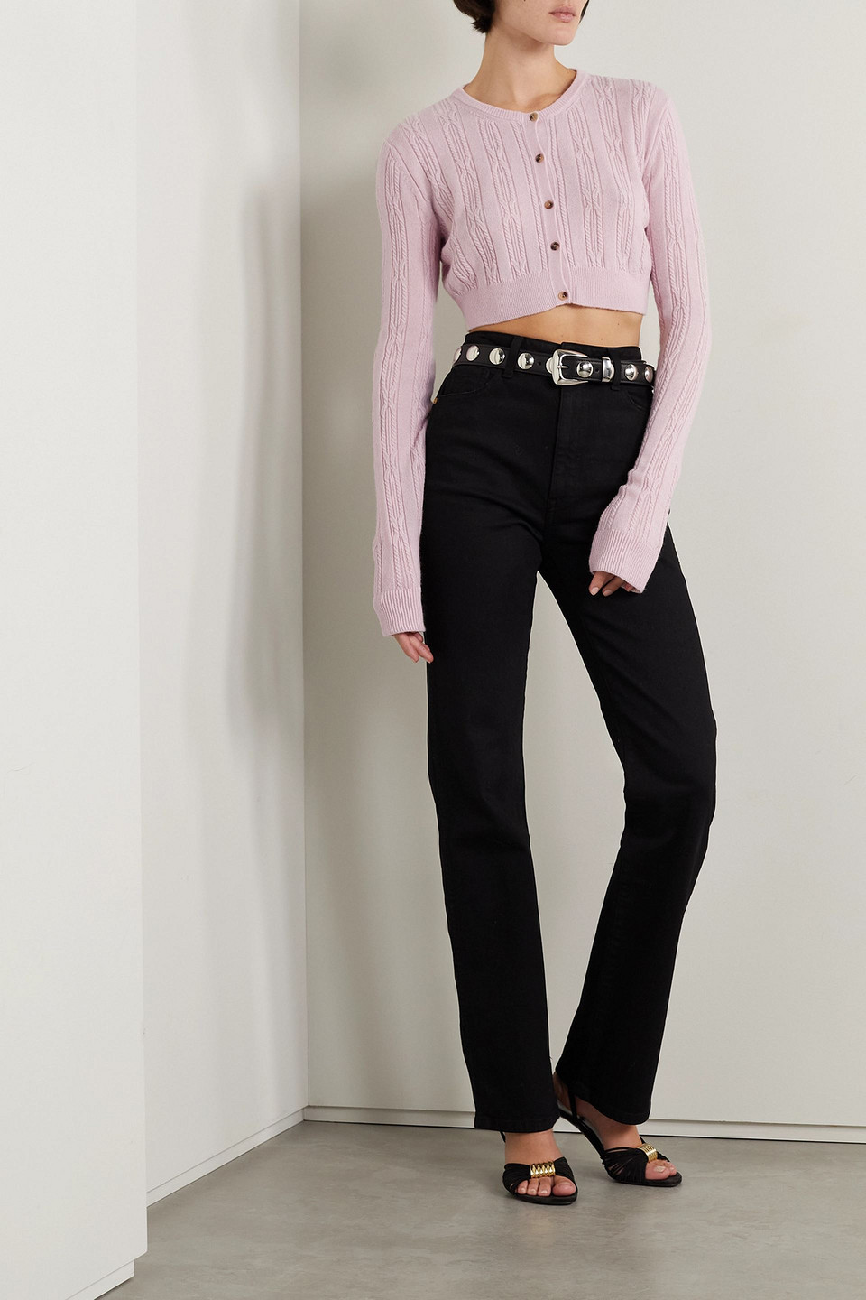 Khaite Alaska Cable-knit Cashmere Cardigan In Pastel Pink