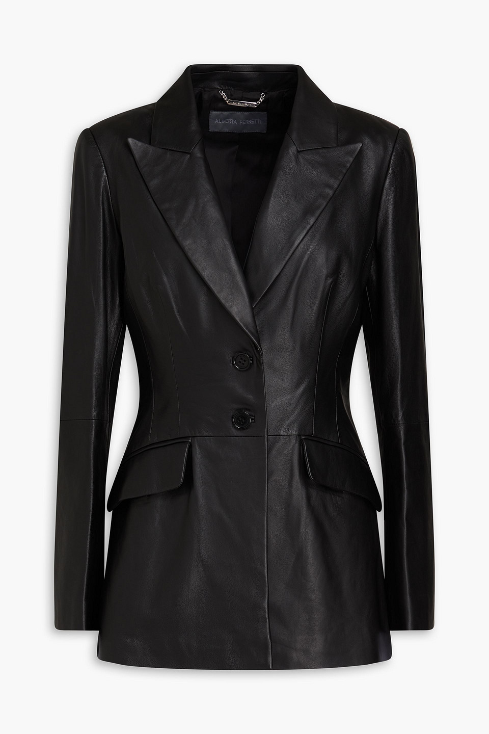 Alberta Ferretti Leather Blazer In Black