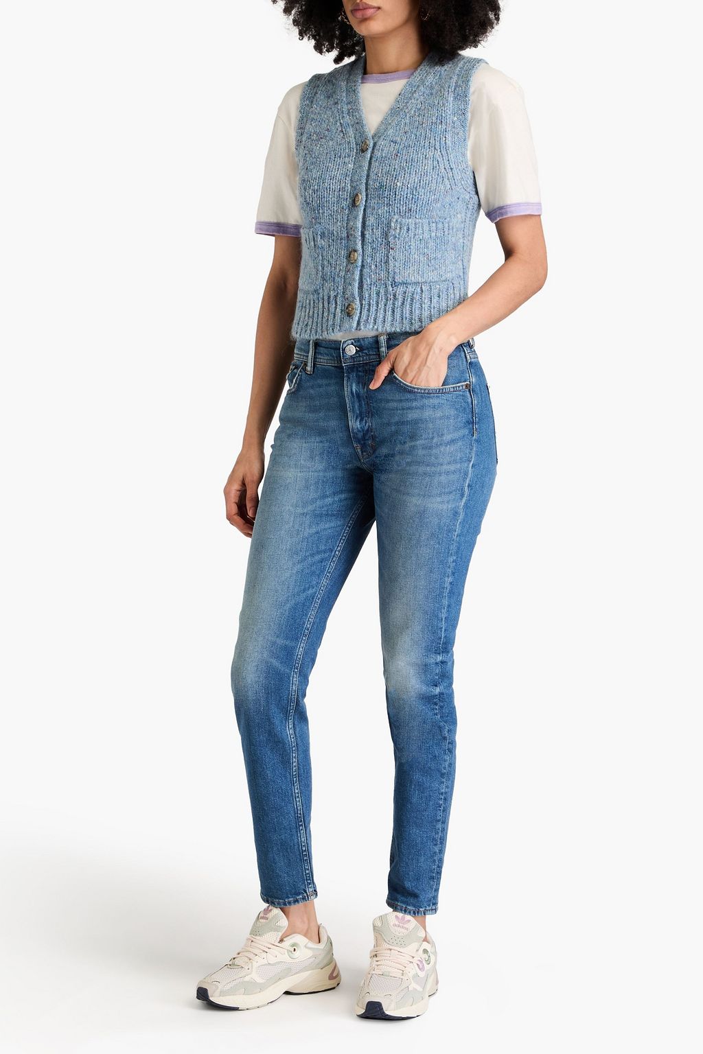ACNE STUDIOS Cropped Donegal wool and mohair-blend vest