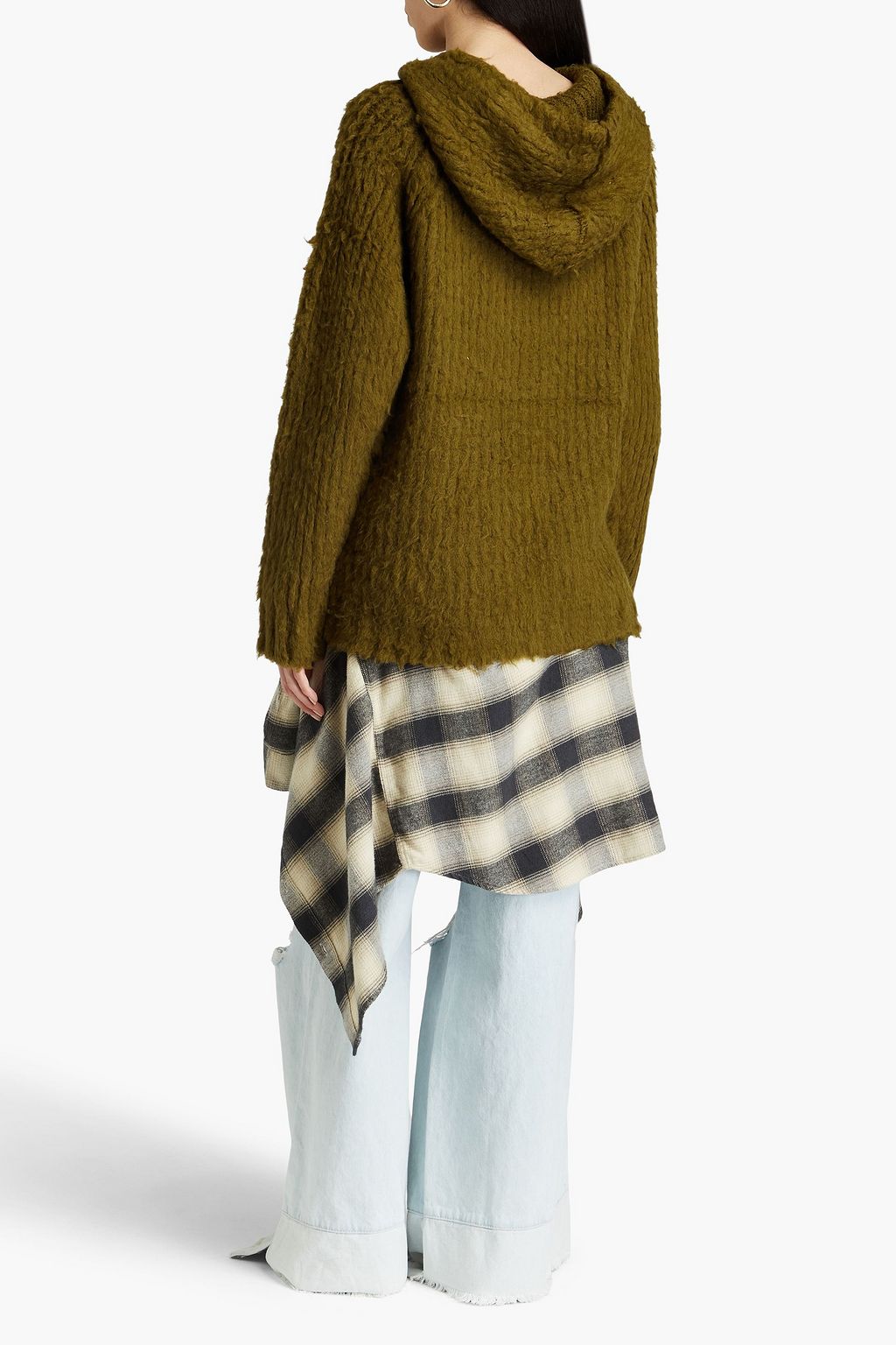 ACNE STUDIOS كنزة هودي من مزيج الصوف مضلّعة وممشّطة