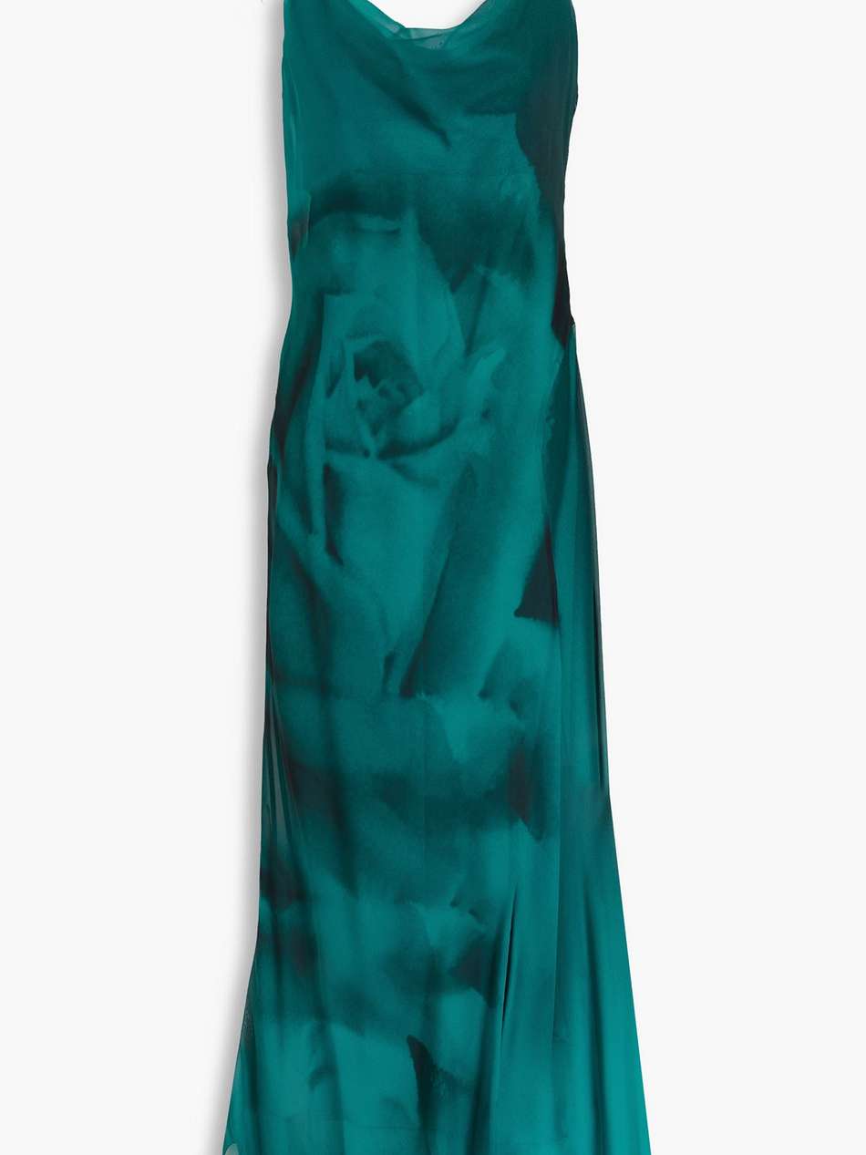 printed silk-voile halterneck maxi dress
