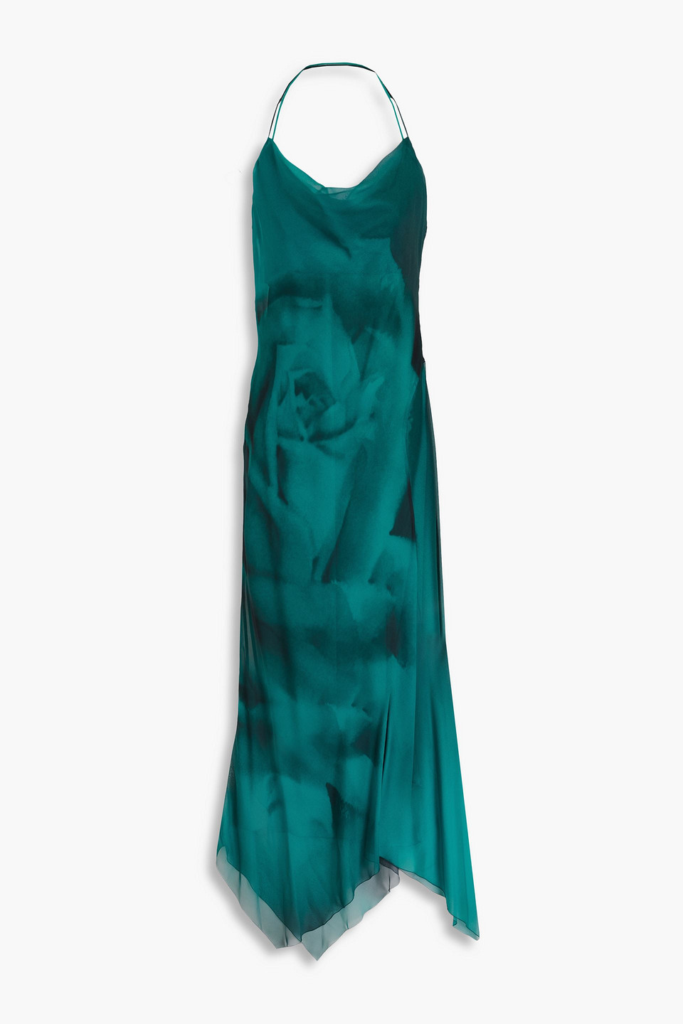 Printed silk-voile halterneck maxi dress