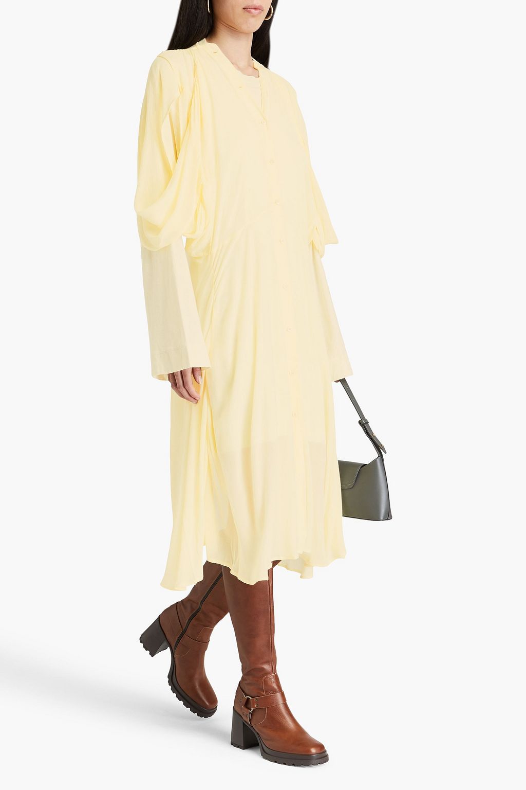 ACNE STUDIOS 크레퐁 레이어드 미디 드레스