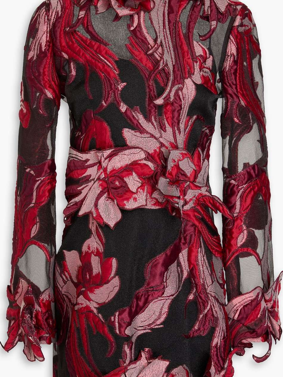 appliquéd metallic jacquard mini dress