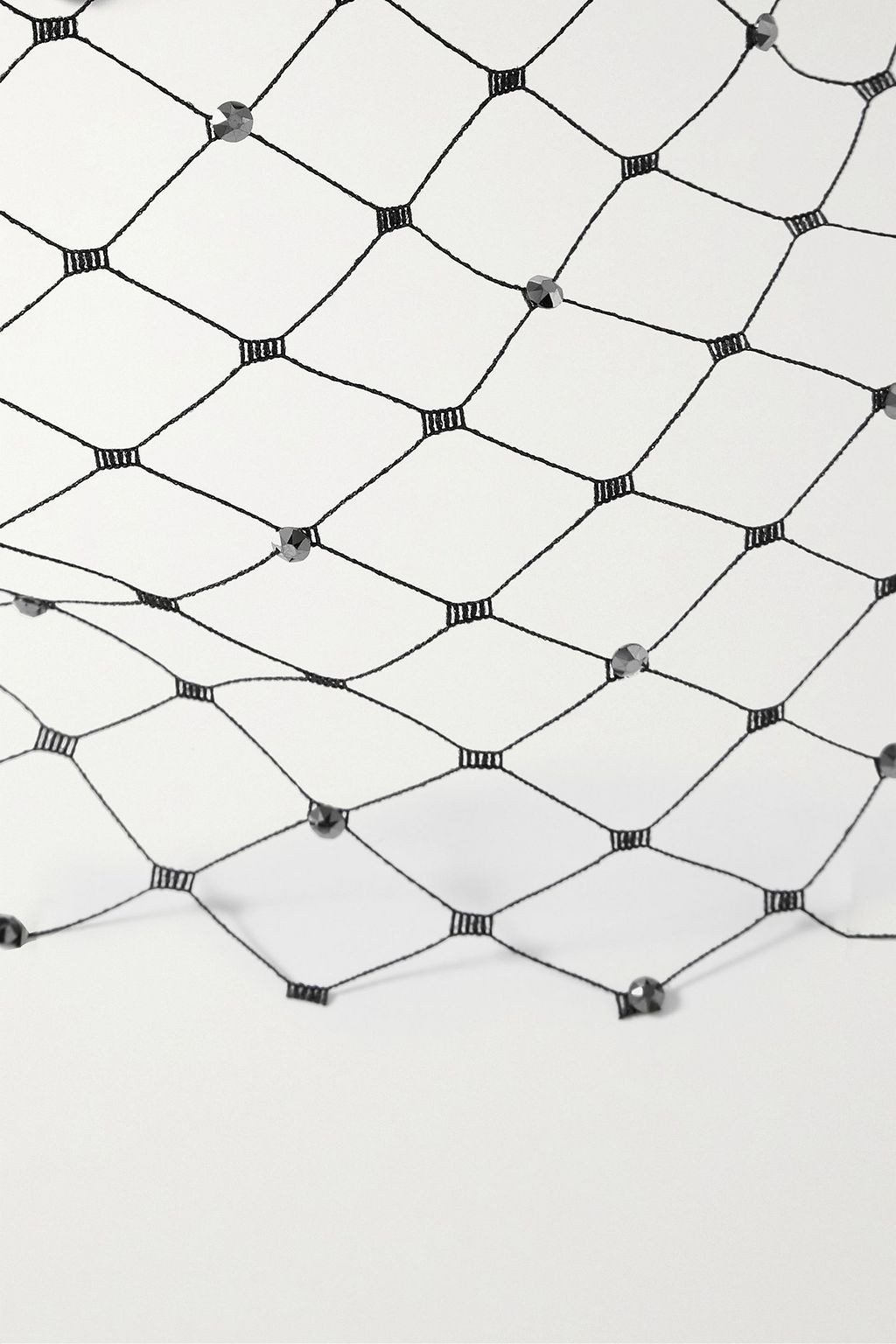 GIGI BURRIS MILLINERY Kate crystal-embellished silk-fishnet and cotton-grosgrain headband