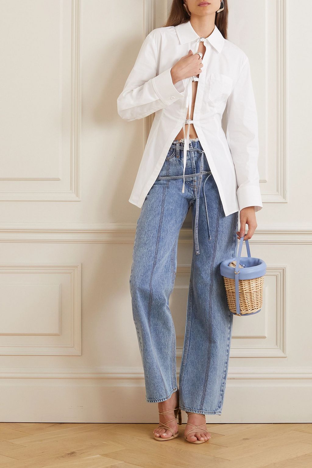 JACQUEMUS قميص Lavoir من قطن بوبلين مطاط