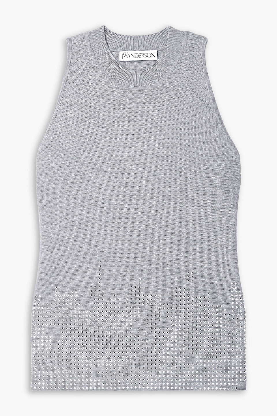 Jw Anderson Studded Wool Tank In Light Gray