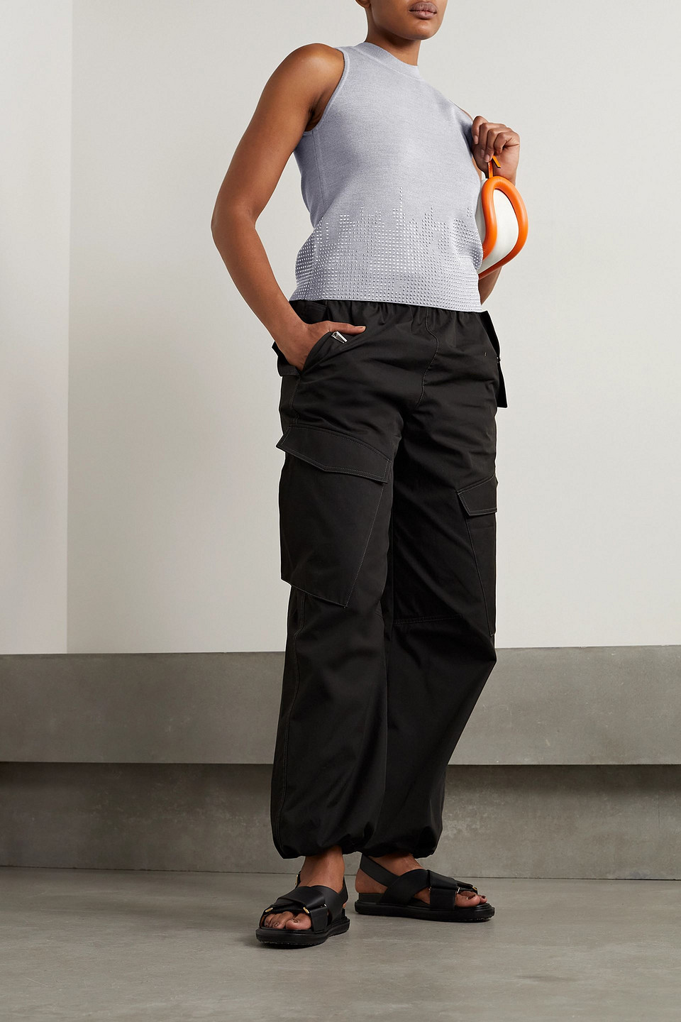 Jw Anderson Studded Wool Tank In Light Gray