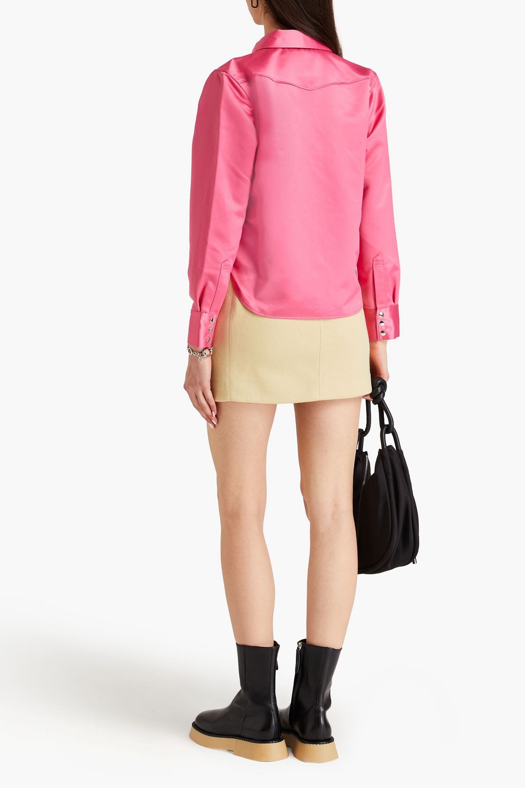 ACNE STUDIOS BLÅ KONST قميص من ساتان دوتشيس