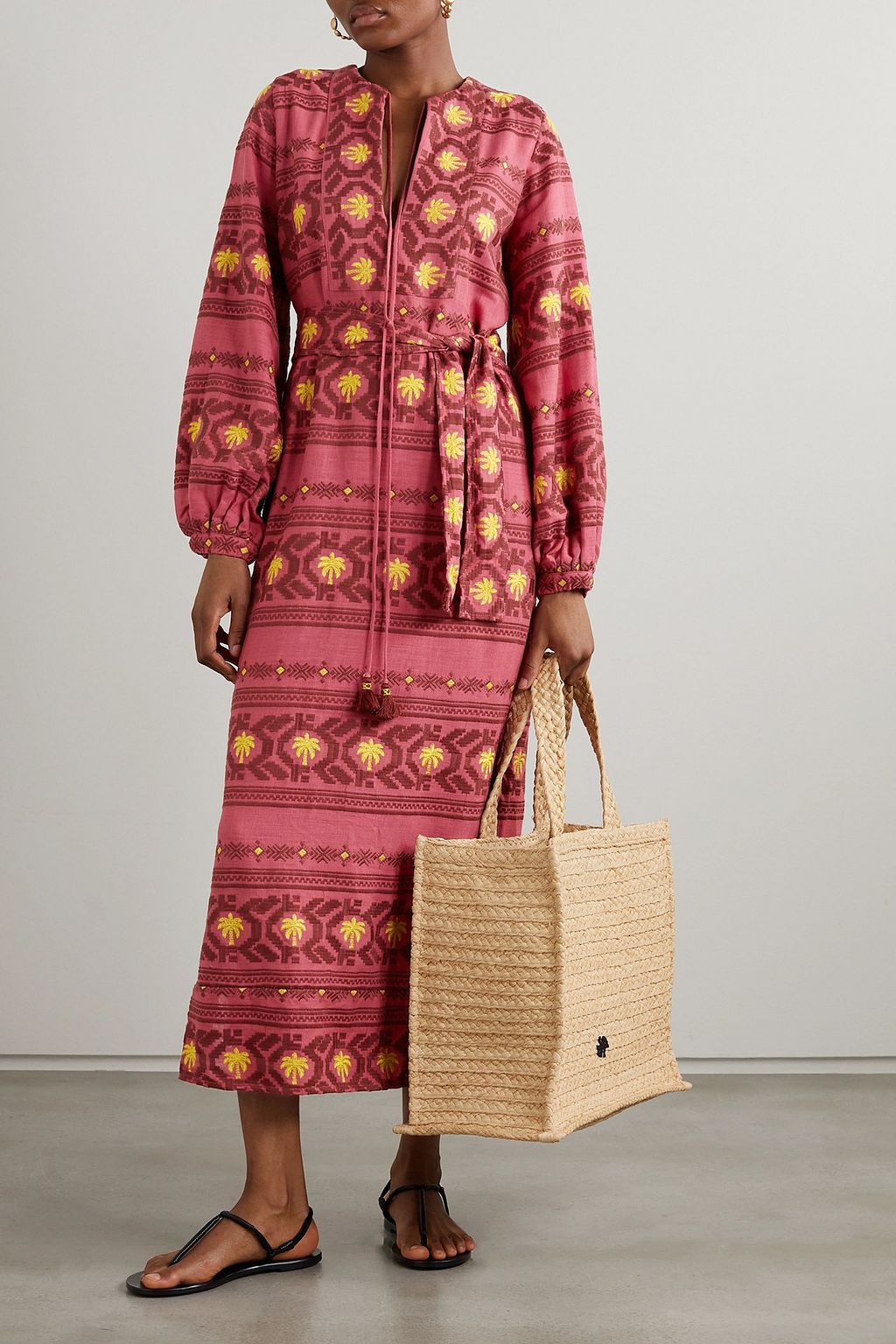 JOHANNA ORTIZ Sapa Inca belted embroidered woven maxi dress
