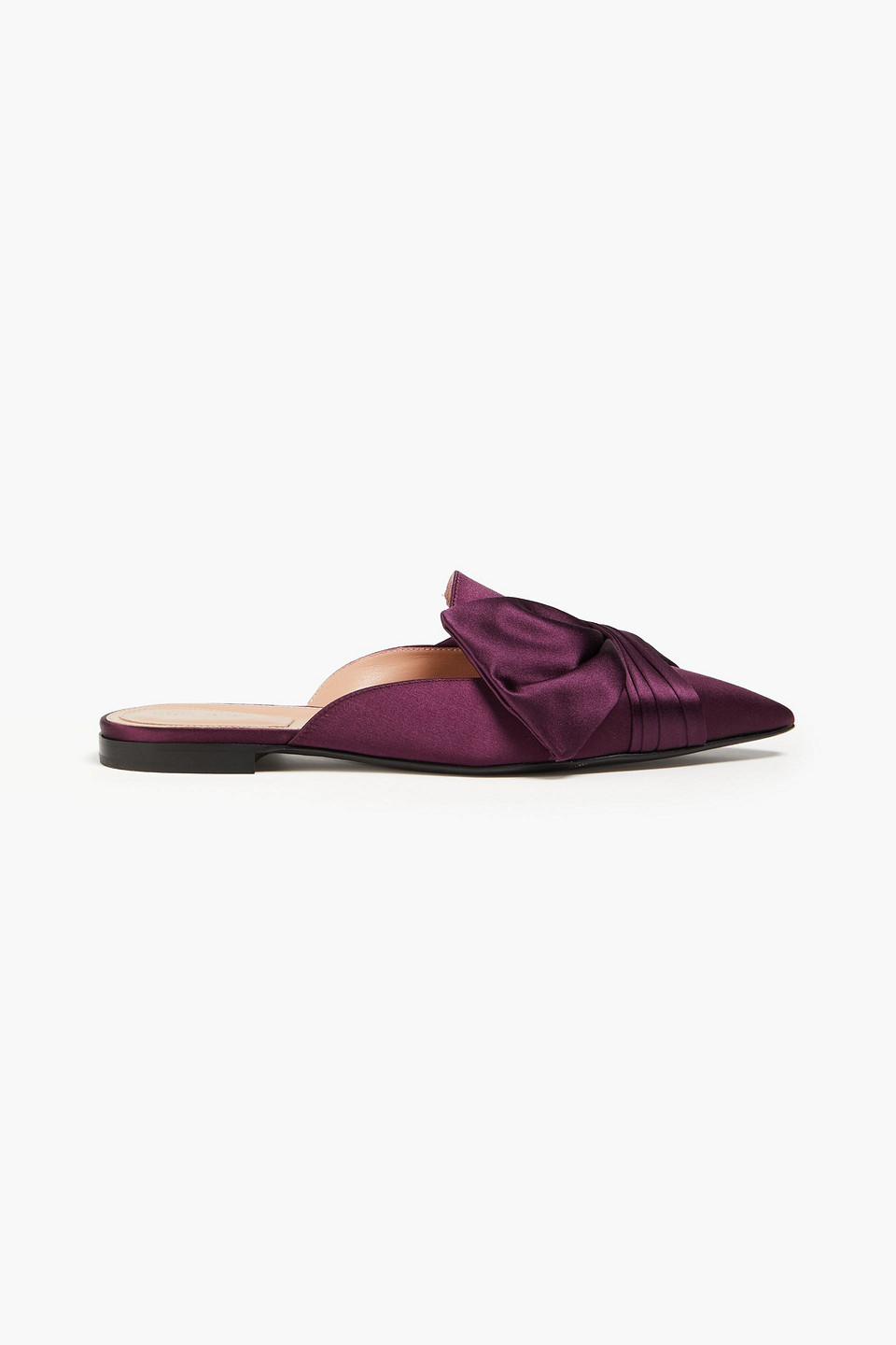 Alberta Ferretti Ruched Satin Slippers In Purple