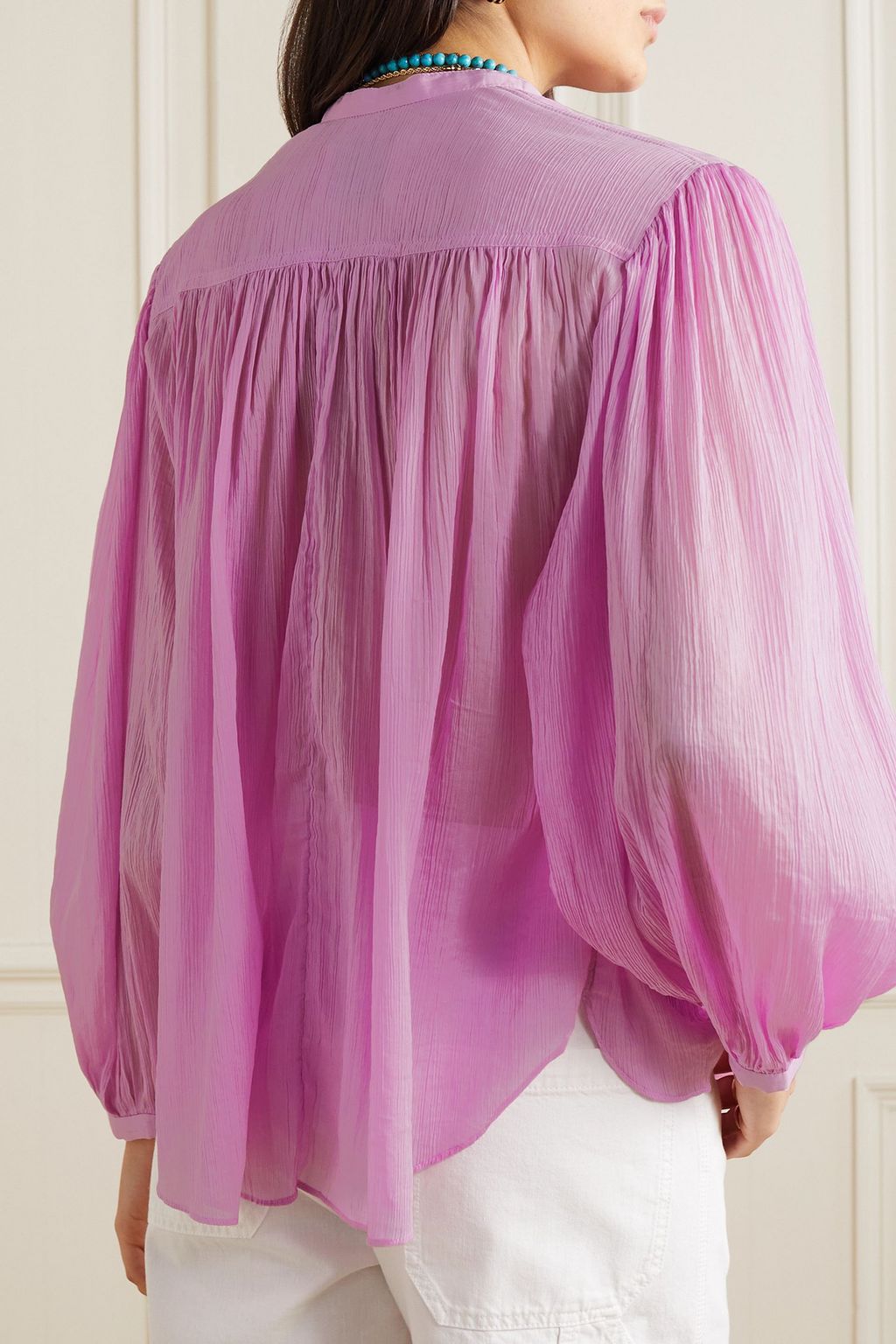 ISABEL MARANT Kiledia plissé cotton and silk-blend blouse